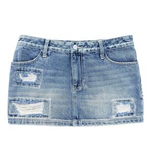 Denim Micro Mini Skirt BULLHEAD Y2k rugged distressed hem clean size 33